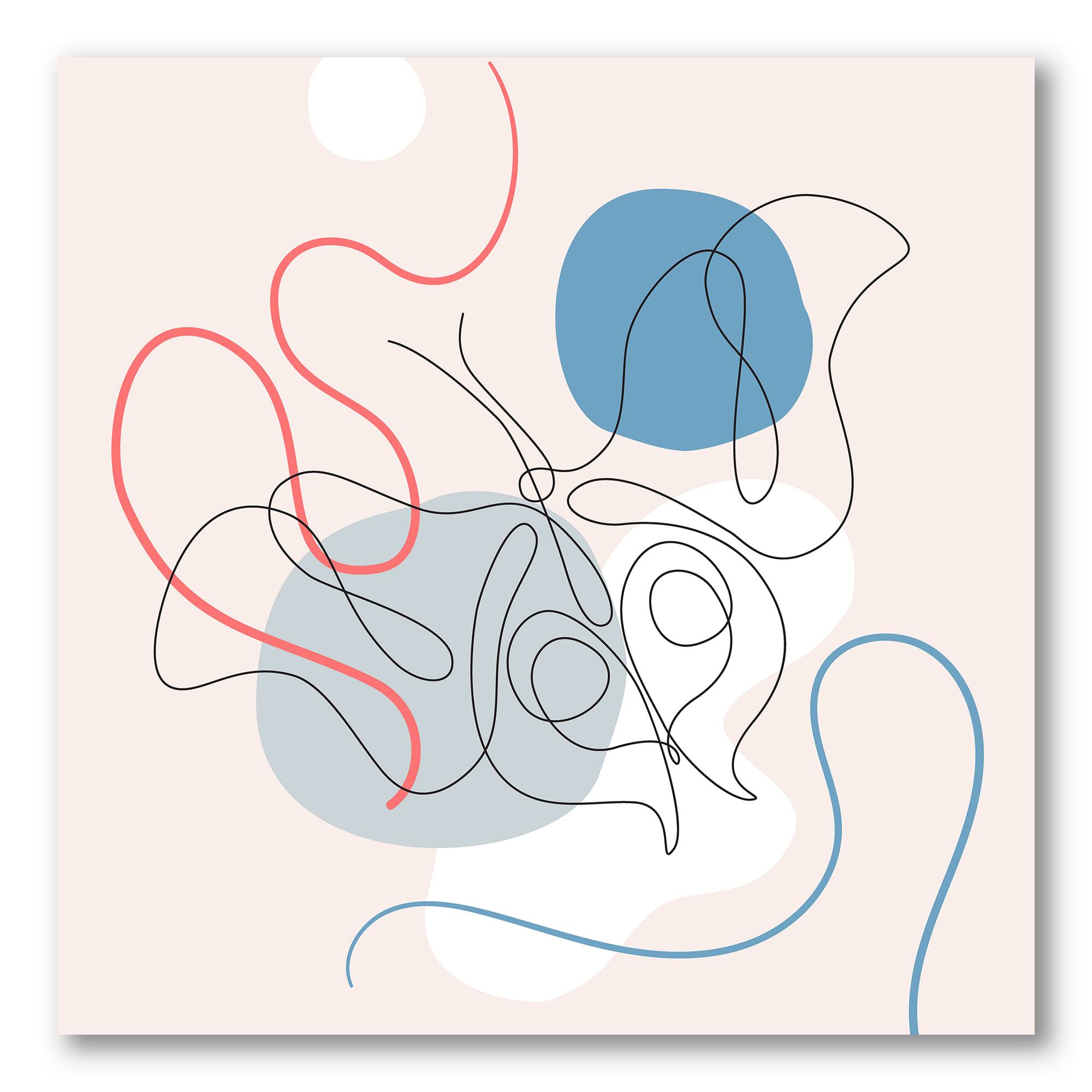 Designart - Butterfly One Line Drawing On Cubism Shapes II